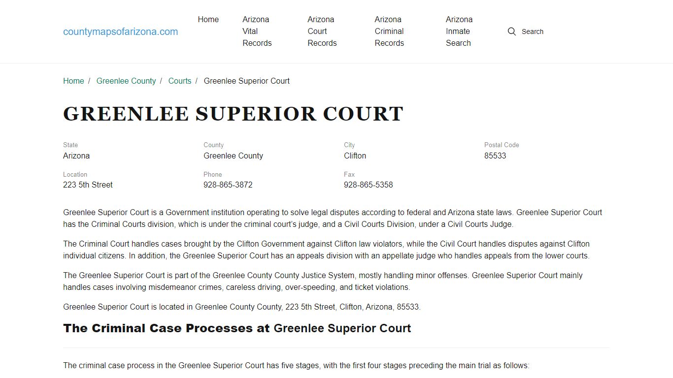 Greenlee Superior Court in Clifton, AZ - Contact Information and Public ...