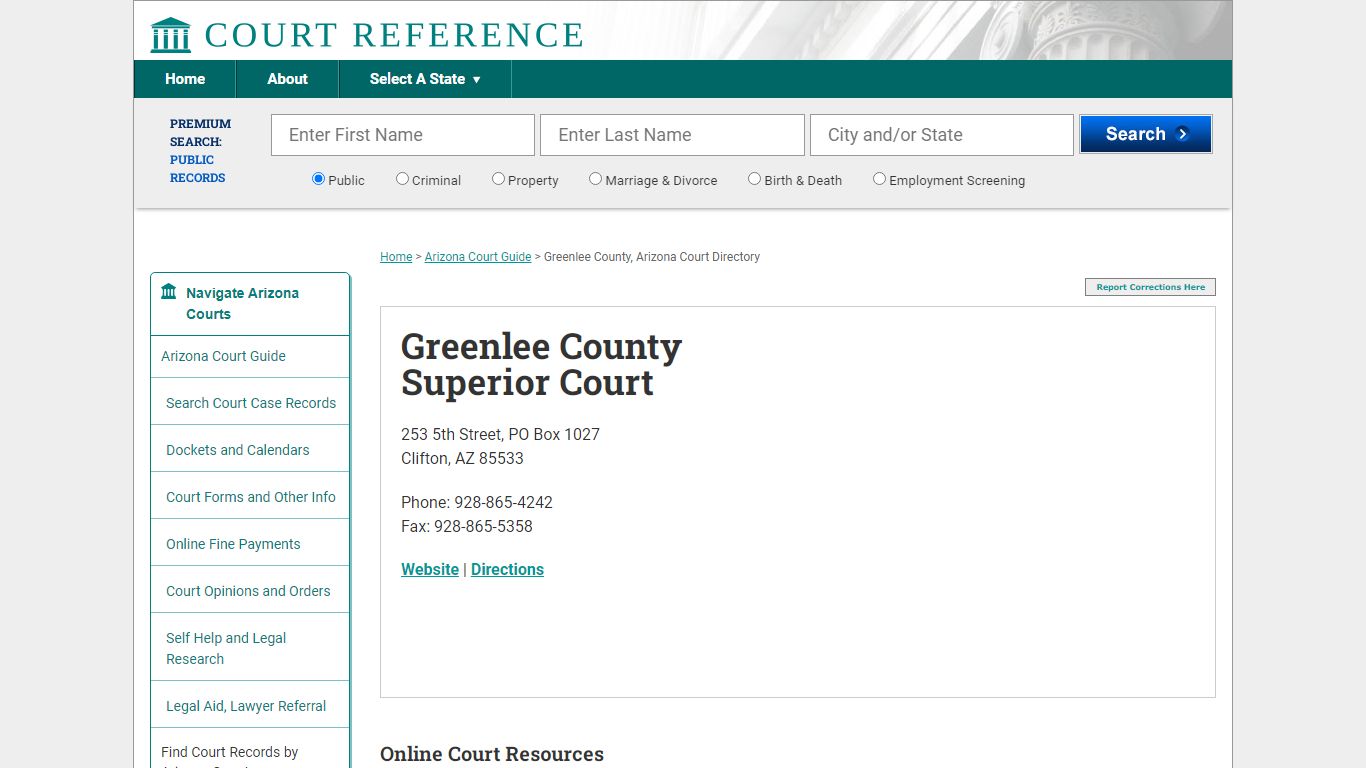 Greenlee County Superior Court - Courtreference.com