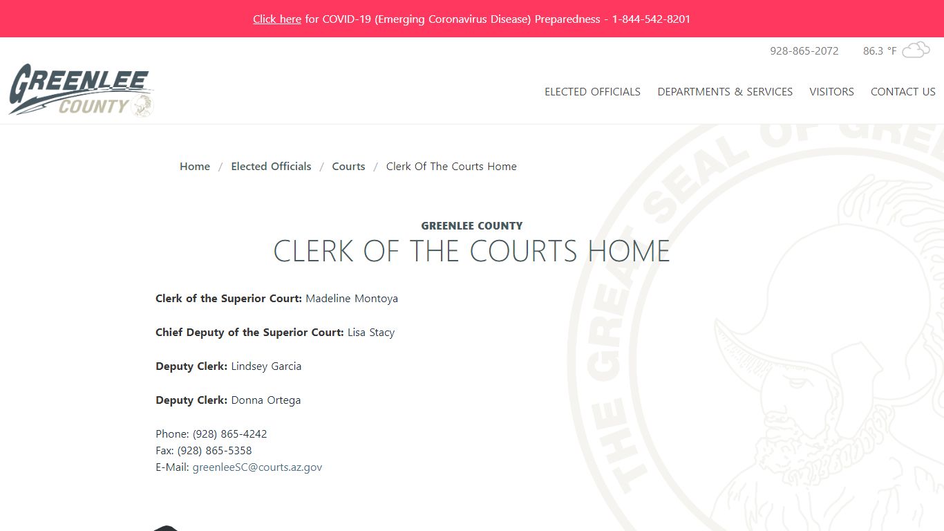 Greenlee County - courts Clerk of the Courts Home