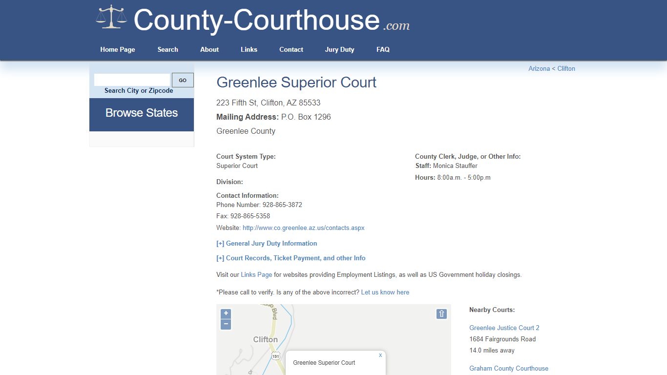 Greenlee Superior Court in Clifton, AZ - County-Courthouse.com