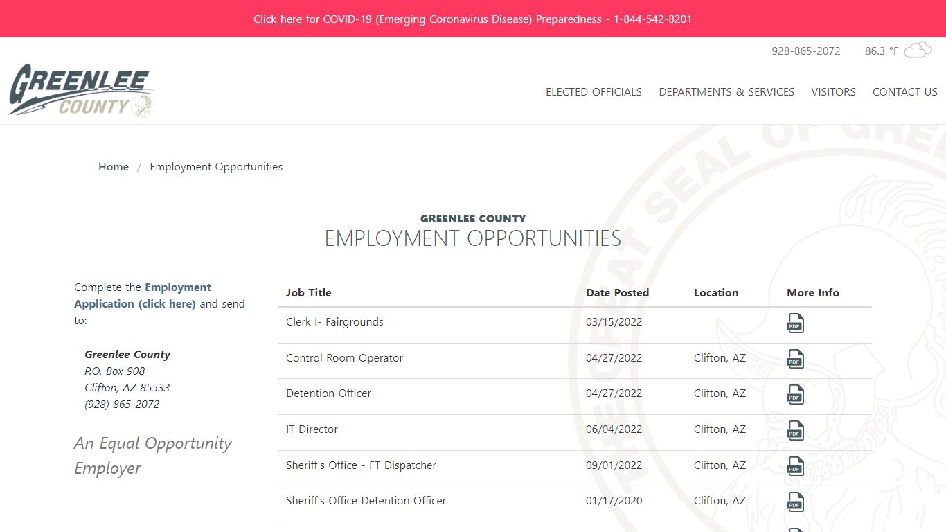 Greenlee County - Employment Opportunities - Arizona
